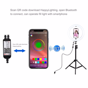 LED Ring Lamp 26 cm Koos Desktop Tripod Mount Up To 1.1m, Phone Clamp, USB