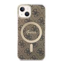 Set Guess GUBPP14SH4EACSW Ümbris+ Charger iPhone 14 6.1" brown/brown hard ümbris 4G Print MagSafe