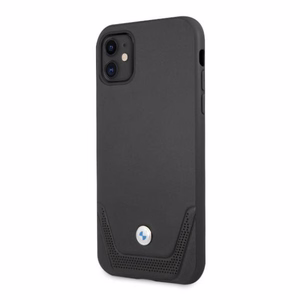 BMW Кожаный чехол Perforate для iPhone 11 / Xr - чёрный