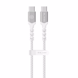 Blavec Kaabel Raptor braided - Type C to Type C - PD 100W 5A 1 metre Apple CarPlay/Android Auto (CRA-CC5WS10) valge-hõbedane