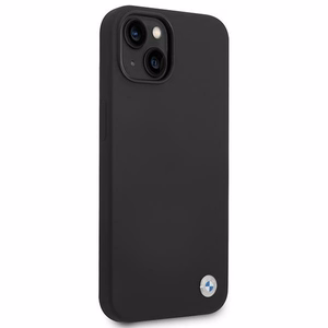 BMW Silicone Metal Logo Ümbris jaoks iPhone 14 - must