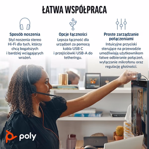 HP Poly Blackwire 3220 стерео USB-C наушники + адаптер USB-C/A