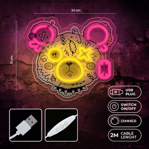Неон ART LED PUNK TEDDY BEAR розовый жёлтый FLA01 Forever Light