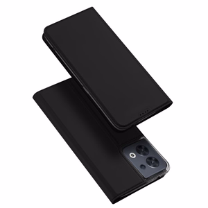 Dux Ducis Skin Pro puhul Oppo Reno 8 flip cover kaart rahakott stend must