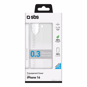 SBS Skinny ümbris iPhone 16 - läbipaistev