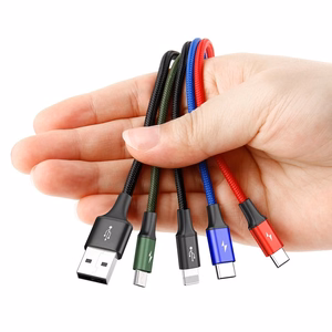 Baseus cable USB 4in1 Lightning / 2x USB Type C / micro USB cable in nylon braid 3.5A 1.2m must (CA1T4-B01)