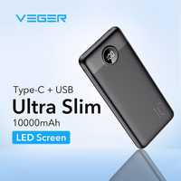 Powerbank Veger L10S (W1105PD) PD QC3.0 2A 20W 10000 mAh must