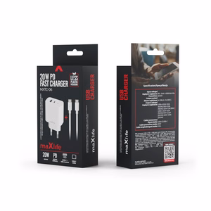 Maxlife MXTC-06-20AC PD QC laadija 1x USB-C 1x USB 20W valge + USB-C - USB-C kaabel 20W