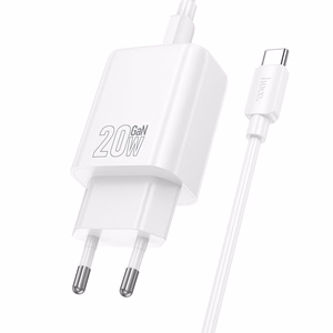 Phone Laadija Hoco USB C QC PD 20W + Kaabel USB C to USB C N60 valge