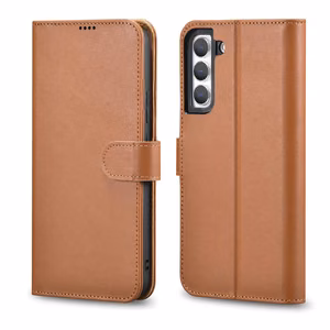 iCarer Haitang nahast rahakoti ümbris Samsung Galaxy S22 + (S22 Plus) rahakoti korpuse kate pruun (AKSM05BN)