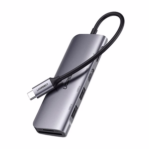 Ugreen CM195 6in1 adapter USB-C - HDMI / 2x USB-A 3.0 / USB-C PD / SD / TF lugeja - hall
