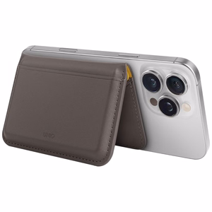 Uniq Lyden DS RFID-kaitsega MagSafe magnetiline telefoni kaarditasku koos toega – hall