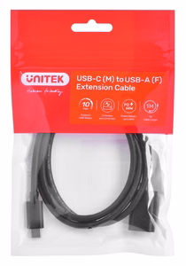 Kaabli adapter Unitek (C476BK-1M) USB-C (M) - USB-A (F) 10Gbps 60 W