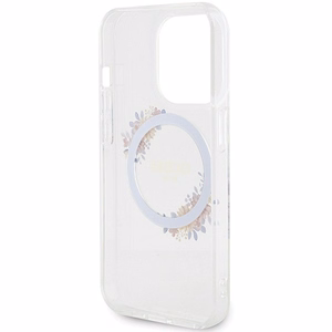 GUESS ümbris jaoks IPHONE 15 Pro compatible with MagSafe GUHMP15LHFWFCT (Flowers Wreath) läbipaistev
