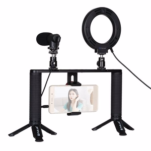Blogimise nutitelefoni videokomplekt (LED rõngasvalgusti, statiiv, telefonihoidik, mikrofon)