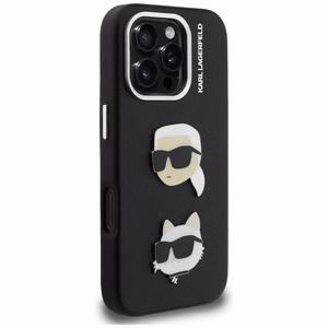 Karl Lagerfeld FW Grained Karl & Choupette Heads Pins Ümbris iPhone 16 Pro - must