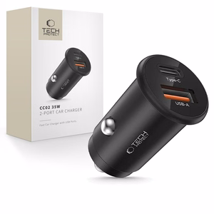 Tech-Protect CC02 35W Car Laadija 2-Port USB-C / USB-A - Must