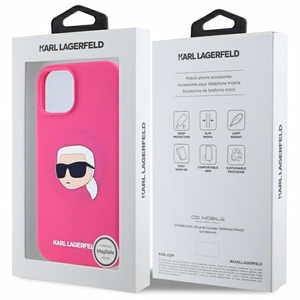 KARL LAGERFELD ümbris jaoks IPHONE 15 compatible with MagSafe KLHMP15SSKHPPLF (SIL KL Head Print) fuschia