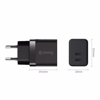 Crong Ultra Compact GaN - 2x USB-C 35W PD 3.0 võrgulaadija with PPS (must)