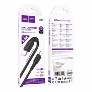 Кабель USB C to USB C Hoco 3A 60W 1 m X120 черный
