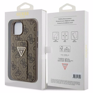 Guess Grip Stand 4G Triangle Strass ümbris jaoks iPhone 15 - brown