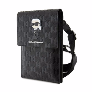 Karl Lagerfeld Saffiano Monogram Ikonik õlakott nutitelefonile, must