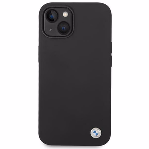 BMW Silicone Metal Logo Ümbris jaoks iPhone 14 - must