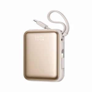 Akupank Joyroom JR-PBF17 kuldne 10000mAh 22.5W (PD / QC3.0) + integreeritud Type-C ja Lightning kaablid