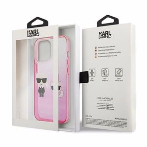 Чехол Karl Lagerfeld для iPhone 13 Pro KLHCP13LTGKCP (K Choupette Centered) градиент розовый