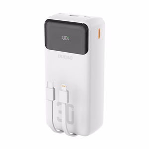 Dudao K15Max 30000mAh PD 22,5W aku koos USB-C ja Lightning kaablitega - valge