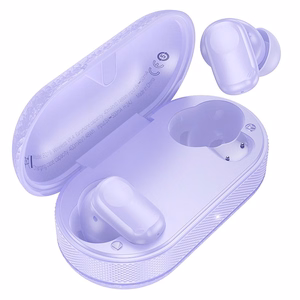 Ultra Clear 1 mm ümbris Słuchawki bezprzewodowe douszne Hoco TWS EQ19 fioletowe, läbipaistev