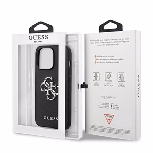Чехол Guess Saffiano 4G Metal Logo для iPhone 13 Pro / 13 6.1" - чёрный
