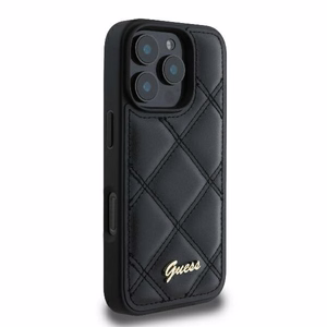 Guess Quilted Metal Logo Ümbris jaoks iPhone 16 Pro Max - Must