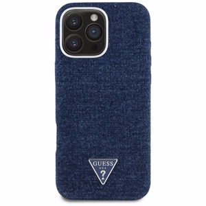 Guess Denim Triangle Logo MagSafe iPhone 16 Pro Ümbris - Sinine