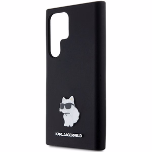 Karl Lagerfeld Silicone Choupette Metal Pin ümbris jaoks Samsung Galaxy S23 Ultra - must