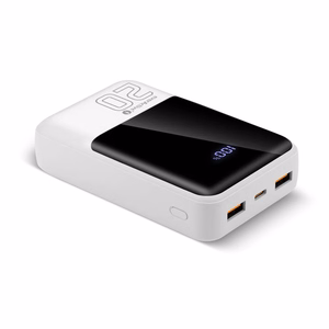 Välisaku 20 000mAh, 2x USB, 1x USB-C 22,5W, QC4+, LCD ekraan, valge