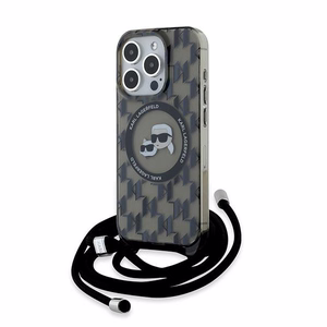 Karl Lagerfeld IML Crossbody Monogram Karl & Choupette Head MagSafe Ümbris jaoks iPhone 15 Pro - must