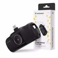 Wozinsky WF16-YCS 5000mAh 15W USB-C mini energiapank sisseehitatud USB-C kaabliga ja Apple Watchi laadijaga - must