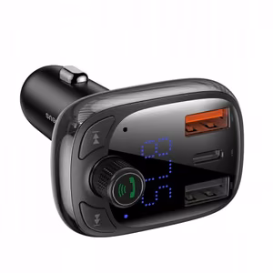 Autolaadija Baseus PPS Quick must (laadija / FM saatja / USB / Hands Free)