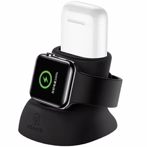 Phone Case USAMS "ZJ051" 2in1 (for iWatch / AirPods chargers) Silicone Black