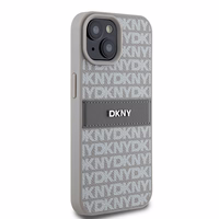 DKNY Leather Mono Stripe & Metal Logo ümbris jaoks iPhone 15 / 14 / 13 - beige