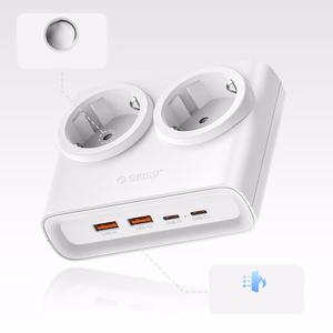 Orico PDC25 25W 6in1 Power Strip 2x AC + 2x USB-A + 2x USB-C - White
