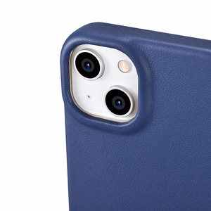Чехол iCarer CE Premium Leather Folio для iPhone 14 Plus магнитный с откидной крышкой MagSafe синий