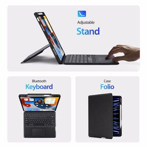 DUX DUCIS ümbris DK foldable with Wireless Keyboard jaoks iPad Air 13 (2024)/Pro 12.9 (2020/2021/2022) must