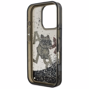 Karl Lagerfeld Liquid Glitter Choupette Logo Ümbris jaoks iPhone 16 Pro - must