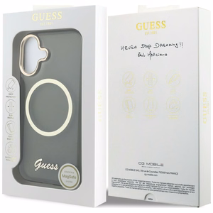 Guess IML Script Metal MagSafe Ümbris for iPhone 17 - must
