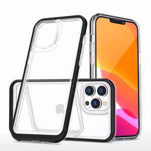 Läbipaistev 3in1 ümbris iPhone 14 Pro Max silikoonist kate koos raamiga must