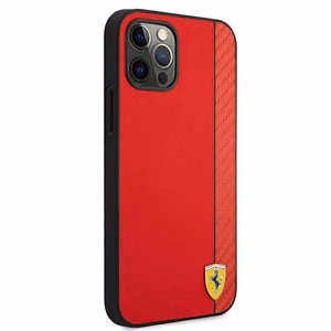Ferrari FESAXHCP12LRE iPhone 12 Pro Max 6.7" punane/punane kõvakaaneline korpus On Track Carbon Stripe