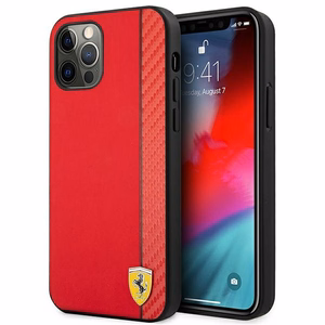 Ferrari FESAXHCP12LRE iPhone 12 Pro Max 6.7" punane/punane kõvakaaneline korpus On Track Carbon Stripe