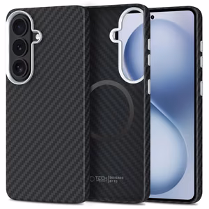 Tech-Protect Ion Carbon MagSafe Ümbris for Samsung Galaxy S26 - must and hõbedane